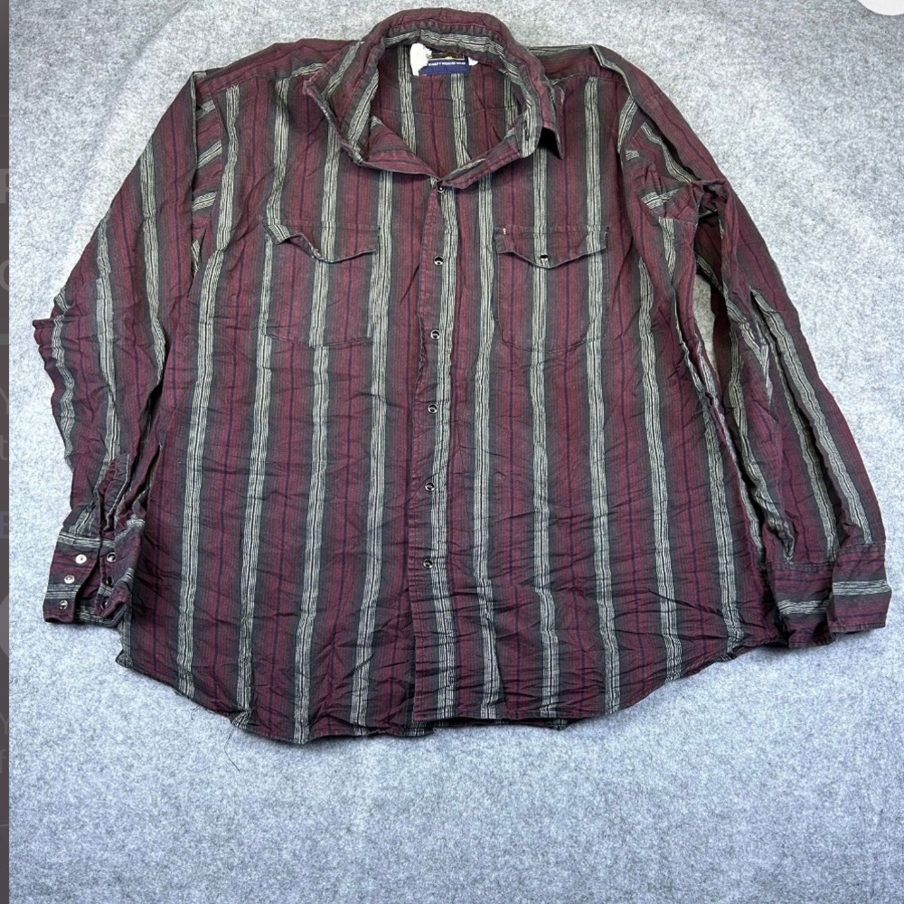 Vintage Panhandle slim Striped Long-Sleeve Button-Up Shirt Pearl snap Sz xl